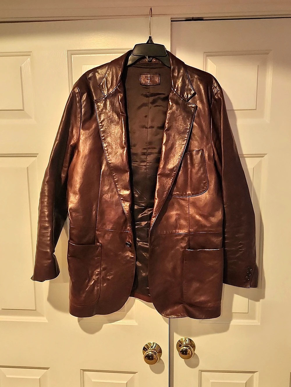 Prada Leather Blazer in Brown Size 54